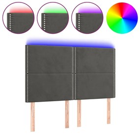 Κεφαλάρι Κρεβατιού LED Σκούρο Γκρι 144x5x118/128 εκ. Βελούδινο 3122333