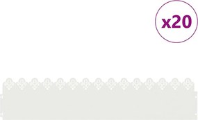 vidaXL Περιγράμματα γκαζόν 20 pcs Λευκό 103 x 0,05 x 22 εκ Ατσάλι