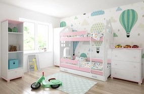 Παιδική Κουκέτα  με Συρτάρι  House  White + Pink  80x180cm  BC50023 BabyCute (Δώρο τα Στρώματα)