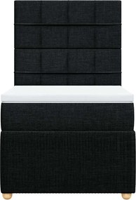 vidaXL Κρεβάτι Boxspring με Στρώμα Μαύρο 90x200 εκ. Υφασμάτινο