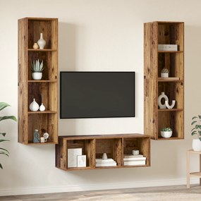 vidaXL Σετ Τηλεοπτικού Κάδου 3 pcs Παλαιό ξύλο 37 x 37 x 142.5 εκ