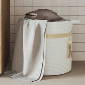 vidaXL Καλάθι Αποθήκευσης Λευκό Ø38 x 36 εκ. Βαμβακερό