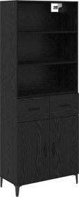 vidaXL Highboard Μαύρη Οξυά 69,5 x 34 x 180 εκ. Επεξεργασμένο ξύλο