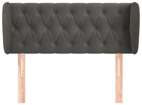 Κεφαλάρι με Πτερύγια Σκούρο Γκρι 93x23x78/88 εκ. Βελούδινο - Γκρι
