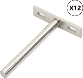 vidaXL Πλωτά στηρίγματα ραφιών 12 τεμ. Ø10x100 χιλ. Ανθρακοχάλυβας