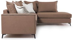 Γωνιακός καναπές αριστερή γωνία Romantic pakoworld ύφασμα mocha-cream 290x235x95εκ