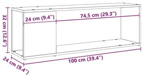 Έπιπλο Τηλεόρασης Όψη Παλαιού Ξύλου 100x24x32 εκ. Επεξεργ. Ξύλο - Καφέ