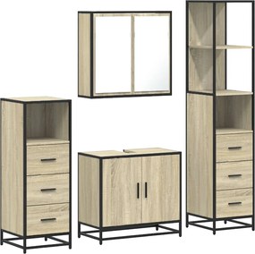 vidaXL Σετ Επίπλων Μπάνιου 4 Τεμαχίων Sonoma Δρυς Επεξεργασμένο Ξύλο