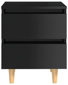 vidaXL Κομοδίνο Γυαλιστερό Μαύρο 40x35x50 εκ. με Πόδια από Ξύλο Πεύκου