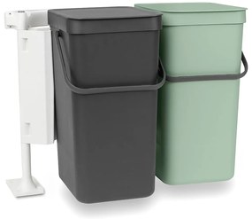 Brabantia 1005518 Κάδος Απορριμμάτων Sort&amp;Go 2x16L, Dark Grey &amp; Jade Green