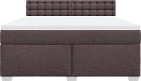 vidaXL Κρεβάτι Boxspring με Στρώμα Σκούρο Καφέ 180x200 εκ Υφασμάτινο