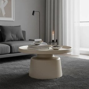 Τραπεζάκι σαλονιού Ginoze Inart μέταλλο σε λευκή απόχρωση Φ70x38εκ 70x70x38 εκ.