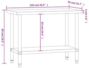 ΠΑΓΚΟΣ ΕΡΓΑΣΙΑΣ ΚΟΥΖΙΝΑΣ 110X55X85 ΕΚ. ΑΠΟ ΑΝΟΞΕΙΔΩΤΟ ΑΤΣΑΛΙ 376455