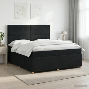 vidaXL Κρεβάτι box spring με στρώμα Μαύρο 160 x 200 cm Ύφασμα