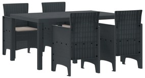 vidaXL Σετ Τραπεζαρίας 5 Τεμαχίων  με Μαξιλάρια Ανθρακί Πολυ Ραττάν