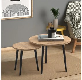 Τραπεζάκι Σαλονιού Σετ 2 Τμχ Roma Oak 60x60x46 GP022-0072,6 Megapap-GP022-0072,6-Καφέ GP022-0072,6