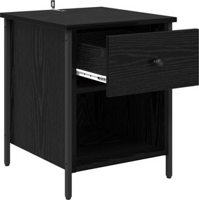 vidaXL Κομοδίνο 2 τμχ. Μαύρη Οξυά 40 x 42 x 50 cm Επεξεργασμένο Ξύλο