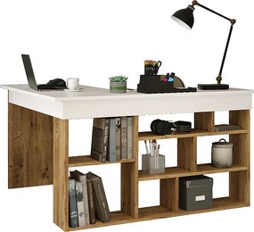 Γραφείο γωνιακό Rosaline pakoworld λευκό-oak 129x120x72εκ