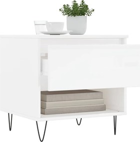 vidaXL Τραπεζάκια Σαλονιού 2 τεμ. Γυαλ. Λευκό 50x46x50 εκ. Επεξ. Ξύλο