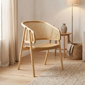 Πολυθρόνα Wenzy pakoworld φυσικό Rattan - μασίφ ξύλο toon 58x58x82εκ