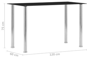 Τραπεζαρία Μαύρη 120 x 60 x 75 εκ. από Ψημένο Γυαλί - Μαύρο