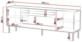 Τραπέζι Tv Charlotte L102, Καρυδί, 191x68x40cm | Epipla1.gr