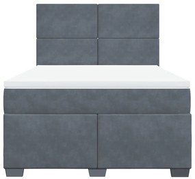 vidaXL Κρεβάτι Boxspring με Στρώμα Σκούρο Γκρι 140x190 εκ. Βελούδινο