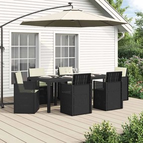 vidaXL Σέτ φαγητού για κήπο με μαξιλάρι 7 pcs Ανθρακί και Κρεμ PP