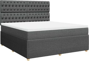 vidaXL Κρεβάτι Boxspring με Στρώμα Σκούρο Γκρι 180x200 εκ Υφασμάτιν