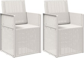 vidaXL Καρέκλες Εστιατορίου Κήπου 2 pcs Λευκό PP