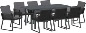 vidaXL Σέτ φαγητού για κήπο 9 pcs Ανθρακί συνθετικό ρατάν