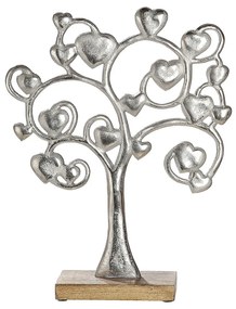 Διακοσμητικό Το Δέντρο Της Ζωής Σε Βάση Ασημί/Φυσικό Αλουμίνιο/Ξύλο 10x35x42cm | Συσκευασία 1 τμχ