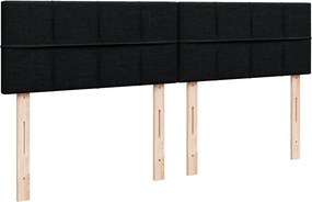 vidaXL Κρεβάτι Boxspring με Στρώμα Μαύρο 200x200 εκ. Υφασμάτινο