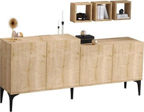 ΜΠΟΥΦΕΣ ΜΕΛΑΜΙΝΗΣ ΚΑΙ 3 ΡΑΦΑΚΙΑ ΣΕ ΦΥΣΙΚΟ ΧΡΩΜΑ 180x40x85Υεκ.HM9430.01