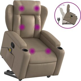 vidaXL Πολυθρόνα Μασάζ Ανακλινόμενη με Ανύψωση Καπουτσίνο Συνθ. Δέρμα