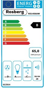 Απορροφητήρας Rosberg R51456AW, 460 m3/h, 190 W, 2 μοτέρ, 2 φίλτρα, Λευκό