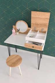 Stewehome Λευκό Τραπεζάκι Μακιγιάζ με Συρτάρια 80x50x71 cm