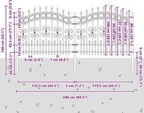 vidaXL Φράχτης Κήπου KAMPEN 240 x 140 cm Mesh Γκρι