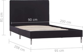 vidaXL Πλαίσιο Κρεβατιού Μαύρο 90 x 200 εκ. Υφασμάτινο