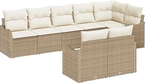 vidaXL Σετ Καναπέ Κήπου 8 pcs Μπεζ και Λευκό συνθετικό ρατάν
