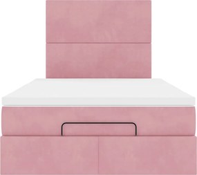 vidaXL Οθωμανικό κρεβάτι με στρώματα ροζ 120x190cm Velvet
