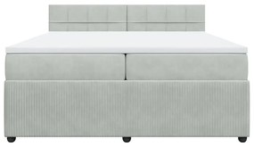 vidaXL Κρεβάτι Boxspring με Στρώμα Ανοιχτό Γκρι 200x200 εκ. Βελούδινο