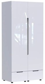 Ντουλάπα δίφυλλη Afina mdf-μελαμίνη σε λευκή glossy απόχρωση 100x57x213εκ 100x57x213 εκ.