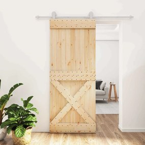 vidaXL Συρόμενη Πόρτα Φυσικό και Λευκό 85 x 210 cm