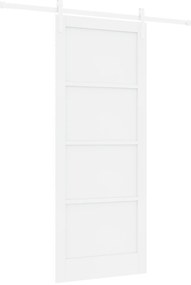 vidaXL Συρόμενη Πόρτα με Σετ Εξαρτημάτων Λευκή 86x211 εκ. Μασίφ Ξύλου Πεύκου