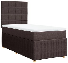 vidaXL Κρεβάτι Boxspring με Στρώμα Σκούρο Καφέ 90x190 εκ. Υφασμάτινο