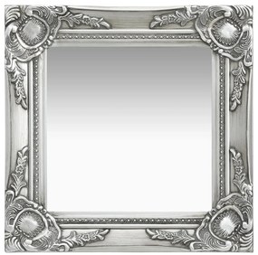 vidaXL Καθρέφτης Τοίχου με Μπαρόκ Στιλ Ασημί 40 x 40 εκ.