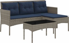 vidaXL Σετ Καναπέ Κήπου 2 pcs Γκρι και Navy Blue συνθετικό ρατάν