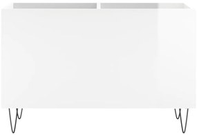 vidaXL Δισκοθήκη Γυαλιστερή Λευκή 74,5x38x48 εκ. Επεξεργασμένο Ξύλο