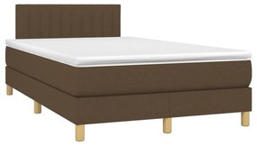 vidaXL Κρεβάτι Boxspring με Στρώμα &amp; LED Σκ.Καφέ 120x200 εκ Υφασμάτινο